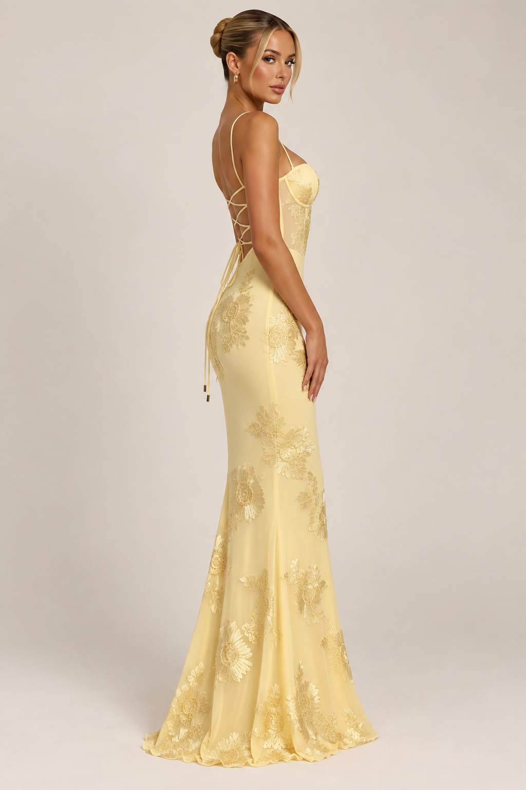 Celeste Floral Corset Maxi Dress — Blue