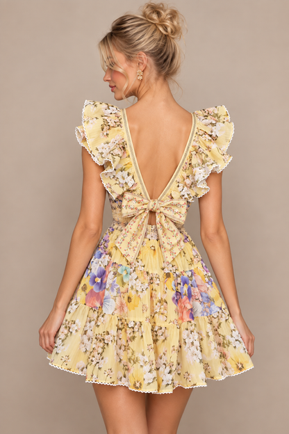 Rosalie Ruffle Mini Dress Yellow