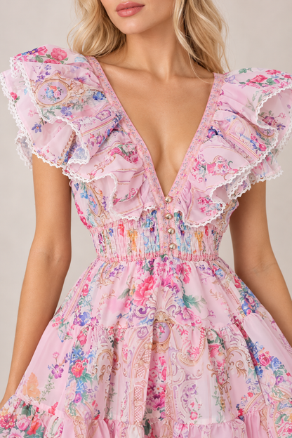 Rosalie Ruffle Mini Dress Yellow