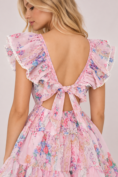 Rosalie Ruffle Mini Dress Yellow