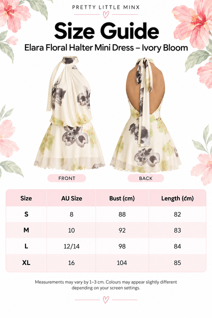 Elara Floral Halter Mini Dress – Sunset Orange