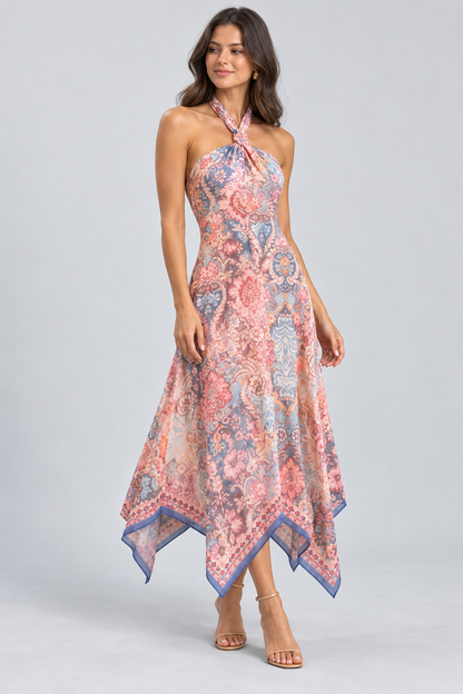 Aurelia Mosaic Halter Maxi Dress
