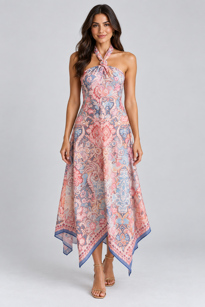 Aurelia Mosaic Halter Maxi Dress