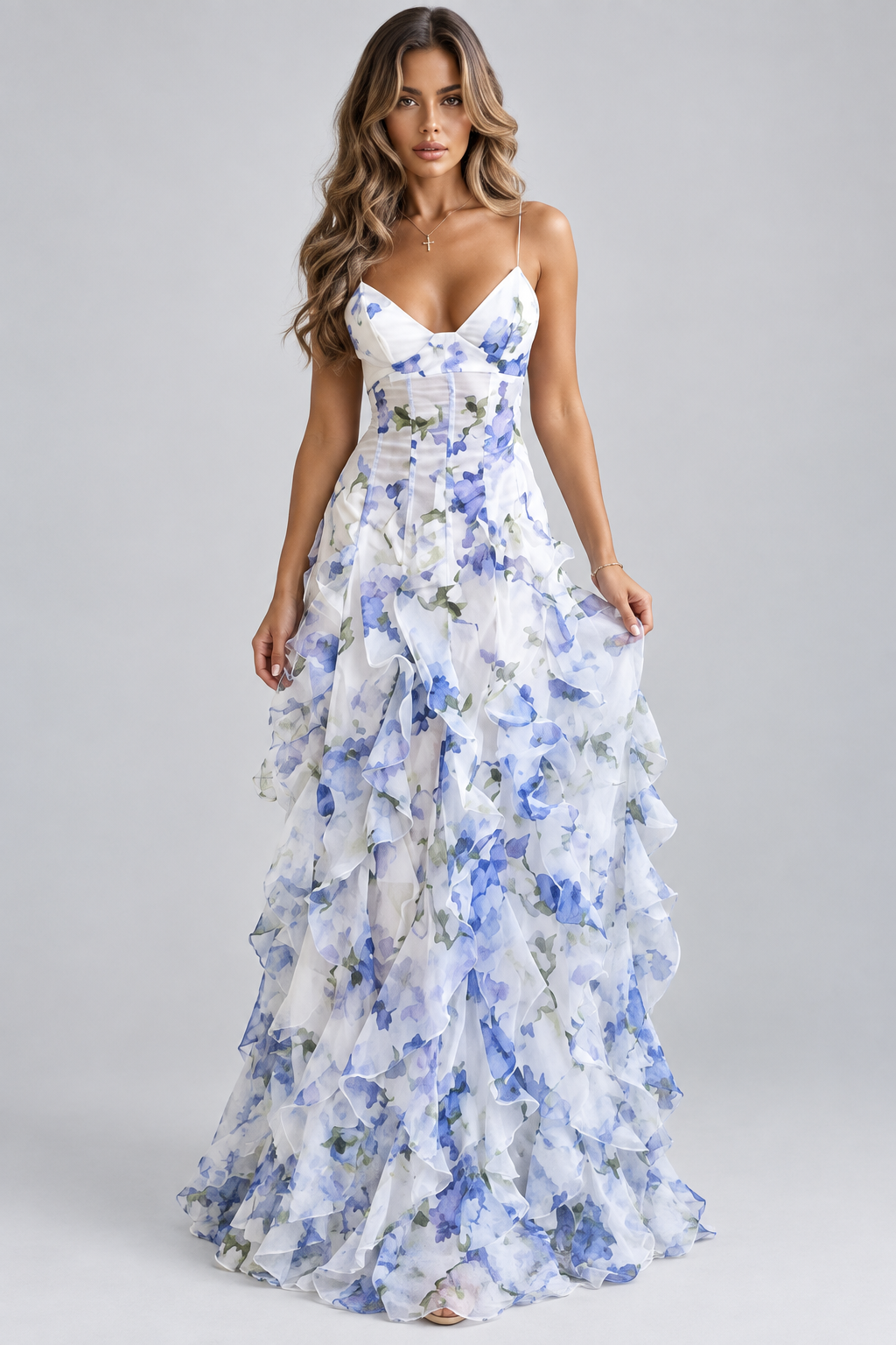 Saskia Bloom Ruffle Maxi Dress