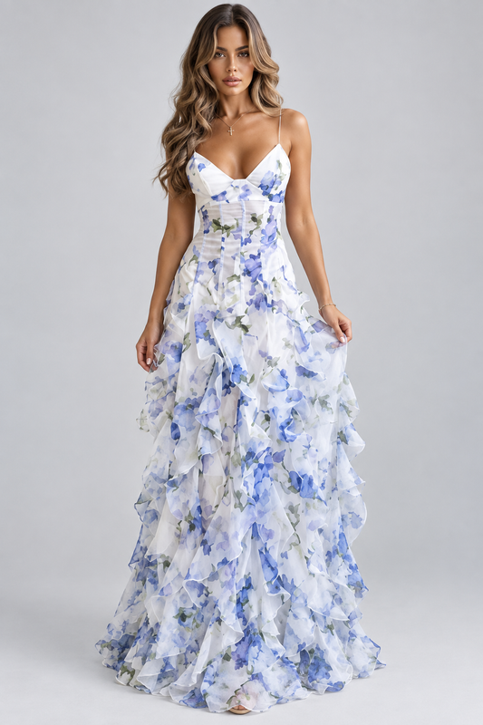 Saskia Bloom Ruffle Maxi Dress