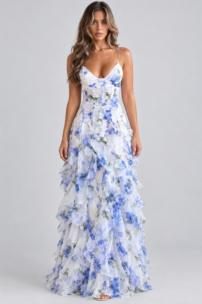 Saskia Bloom Ruffle Maxi Dress