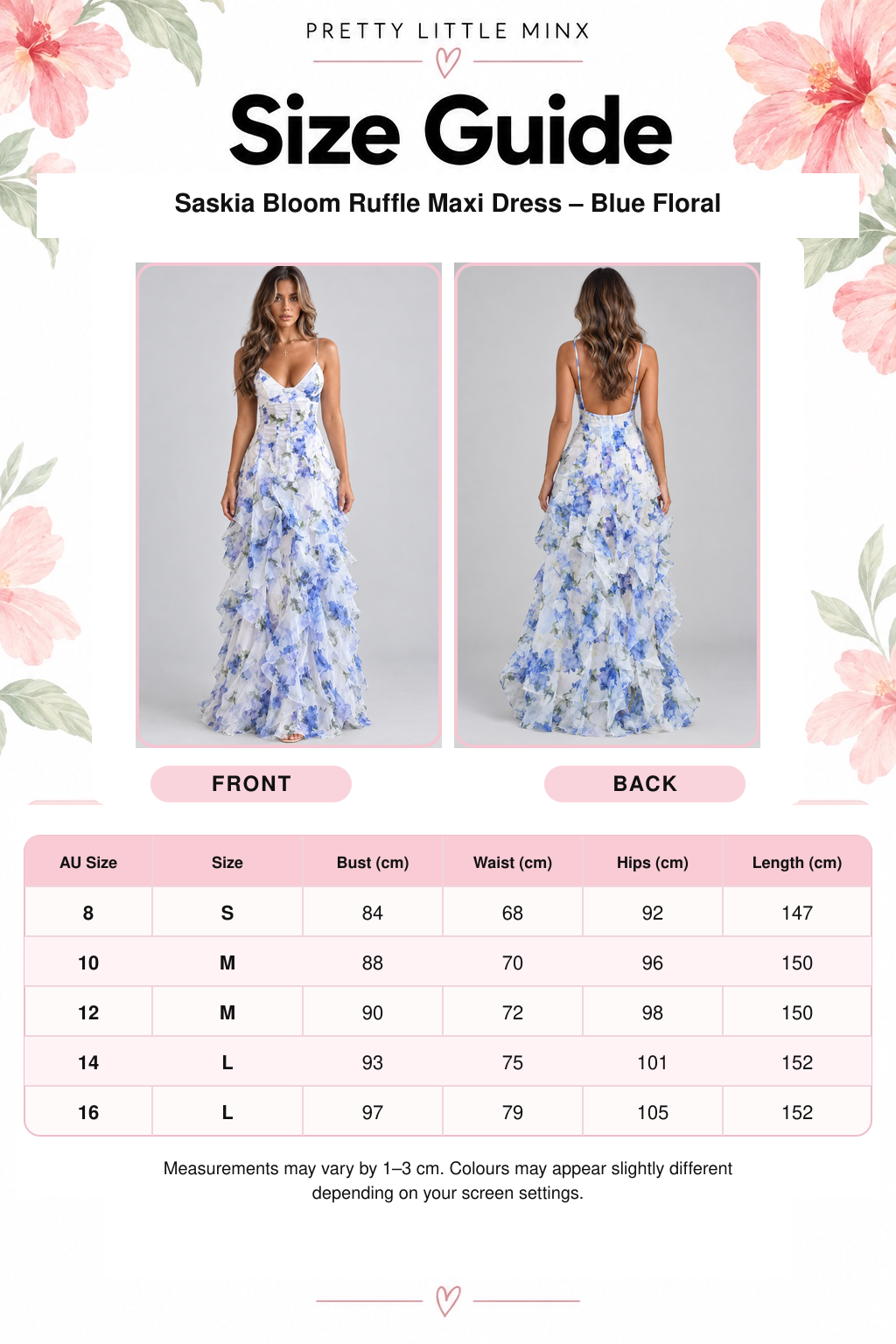 Saskia Floral Ruffle Maxi Dress Blue