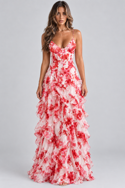 Saskia Bloom Ruffle Maxi Dress