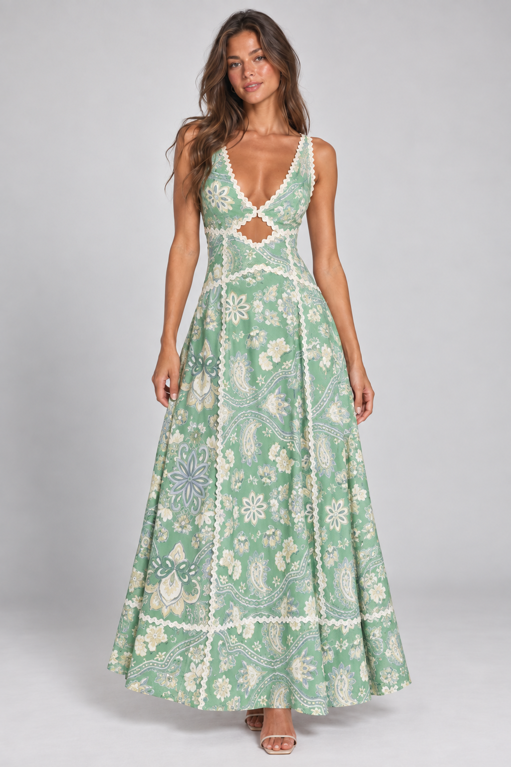 Maribel Floral Cut-Out Maxi Dress – Pink Floral