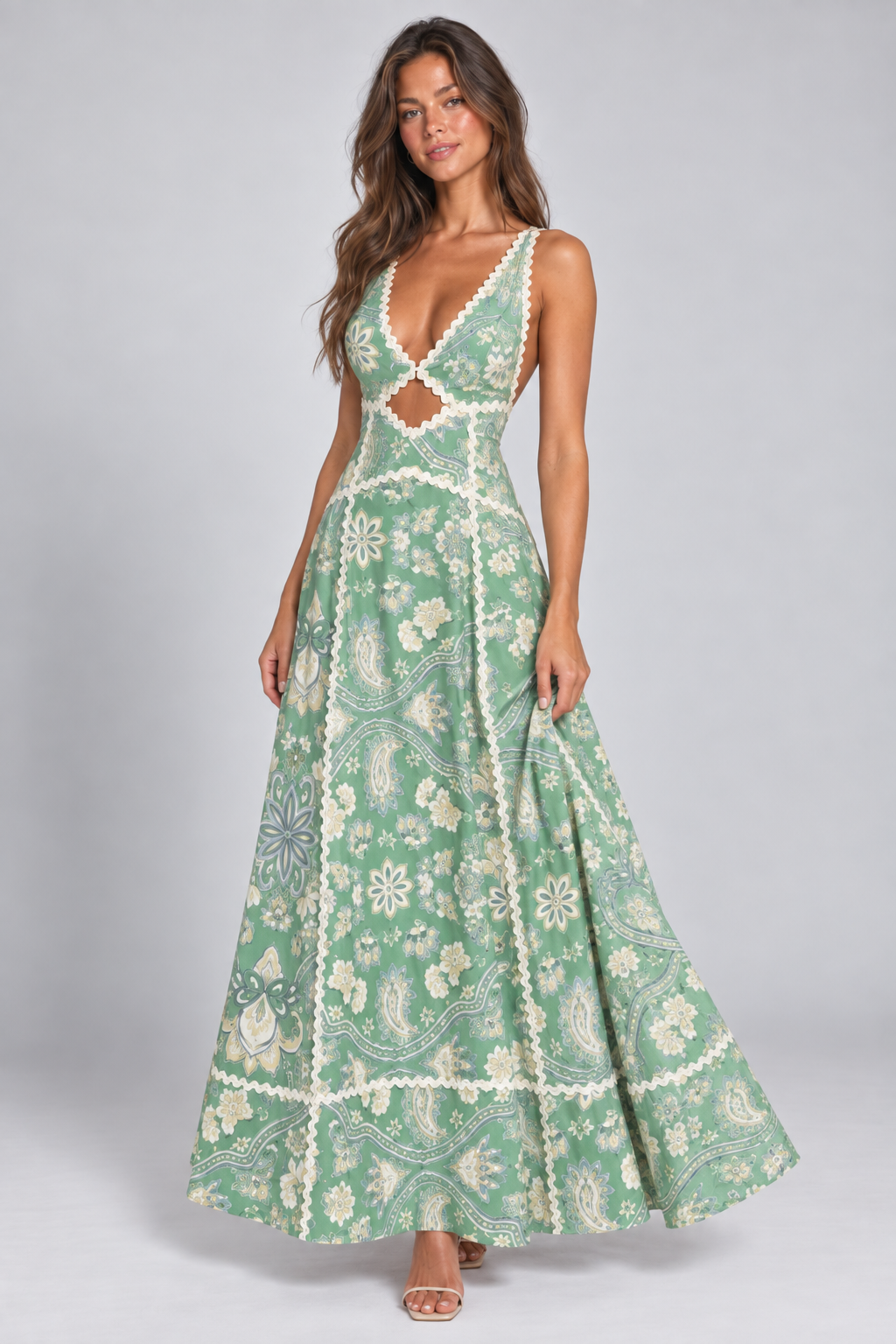 Maribel Floral Cut-Out Maxi Dress – Pink Floral