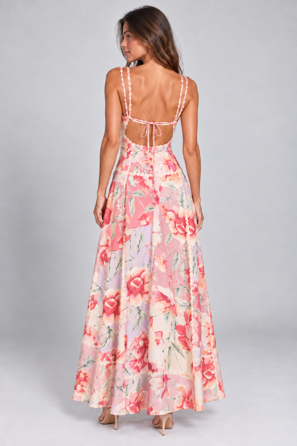 Maribel Floral Cut-Out Maxi Dress – Pink Floral