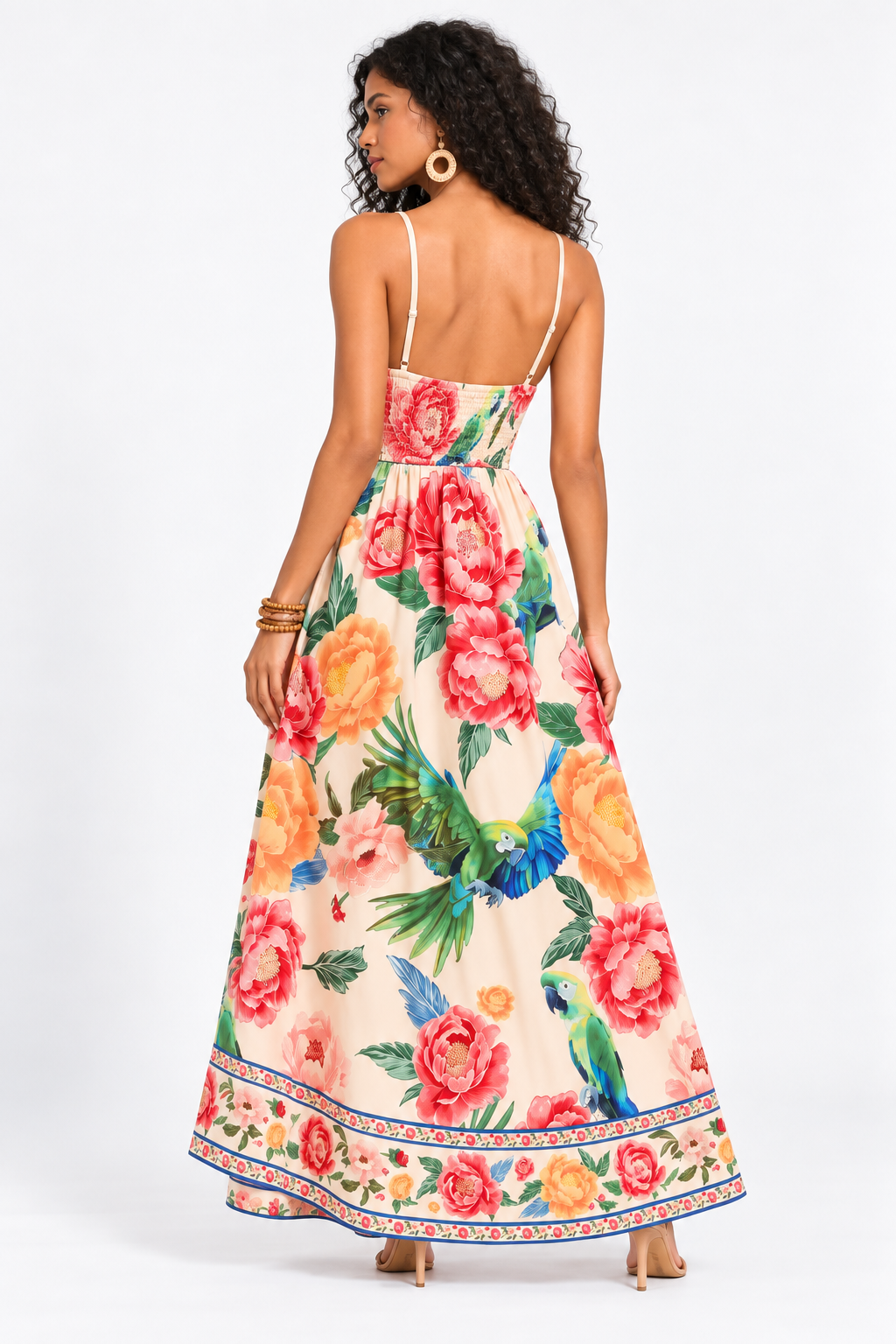 Catalina Tropical Parrot Print Maxi Dress