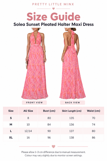 Solea Sunset Pleated Halter Maxi Dress
