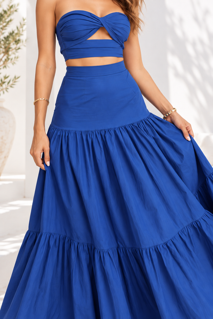 Marbella Floral Crop Top & Maxi Skirt Set – Pink