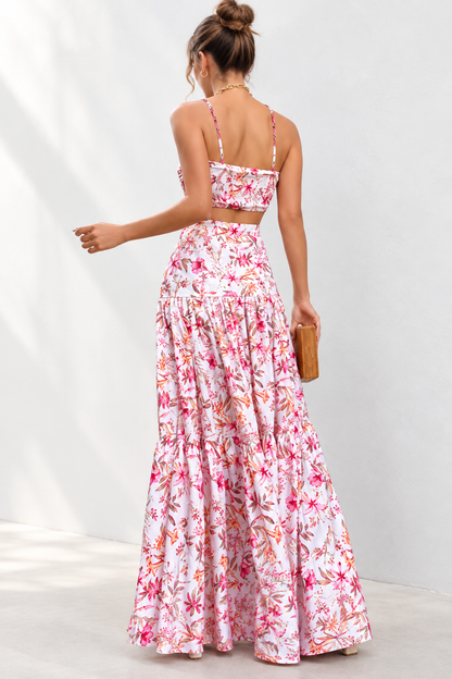 Marbella Floral Crop Top & Maxi Skirt Set – Pink