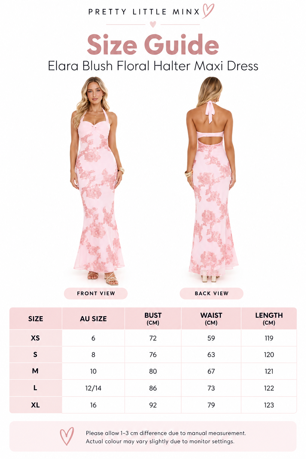 Elara Blush Floral Halter Maxi Dress Pink