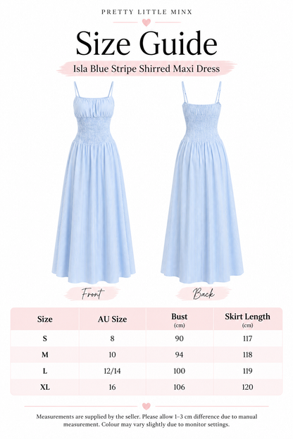 Isla Blue Stripe Shirred Maxi Dress