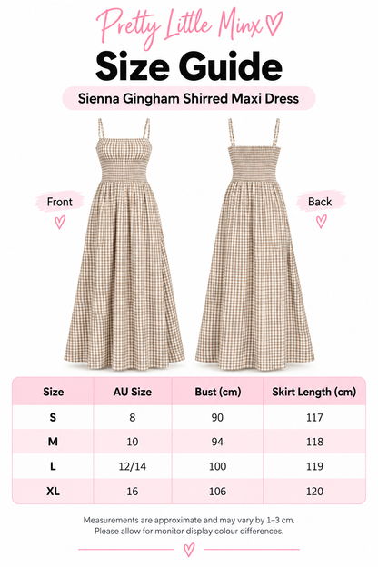 Sienna Gingham Shirred Maxi Dress Olive