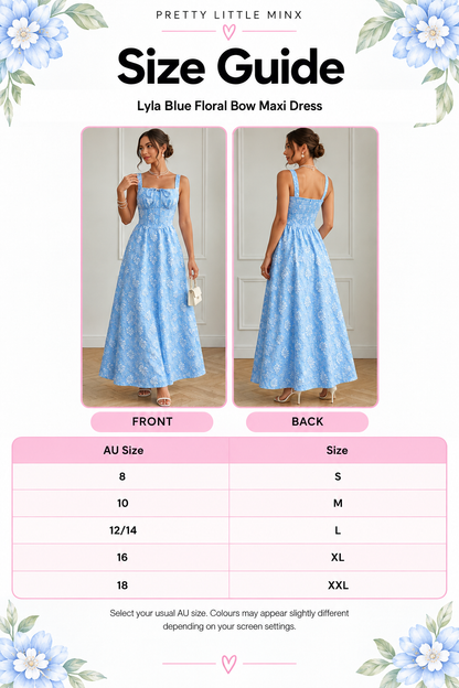 Lyla Blue Floral Bow Maxi Dress