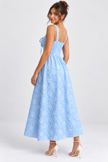 Lyla Blue Floral Bow Maxi Dress