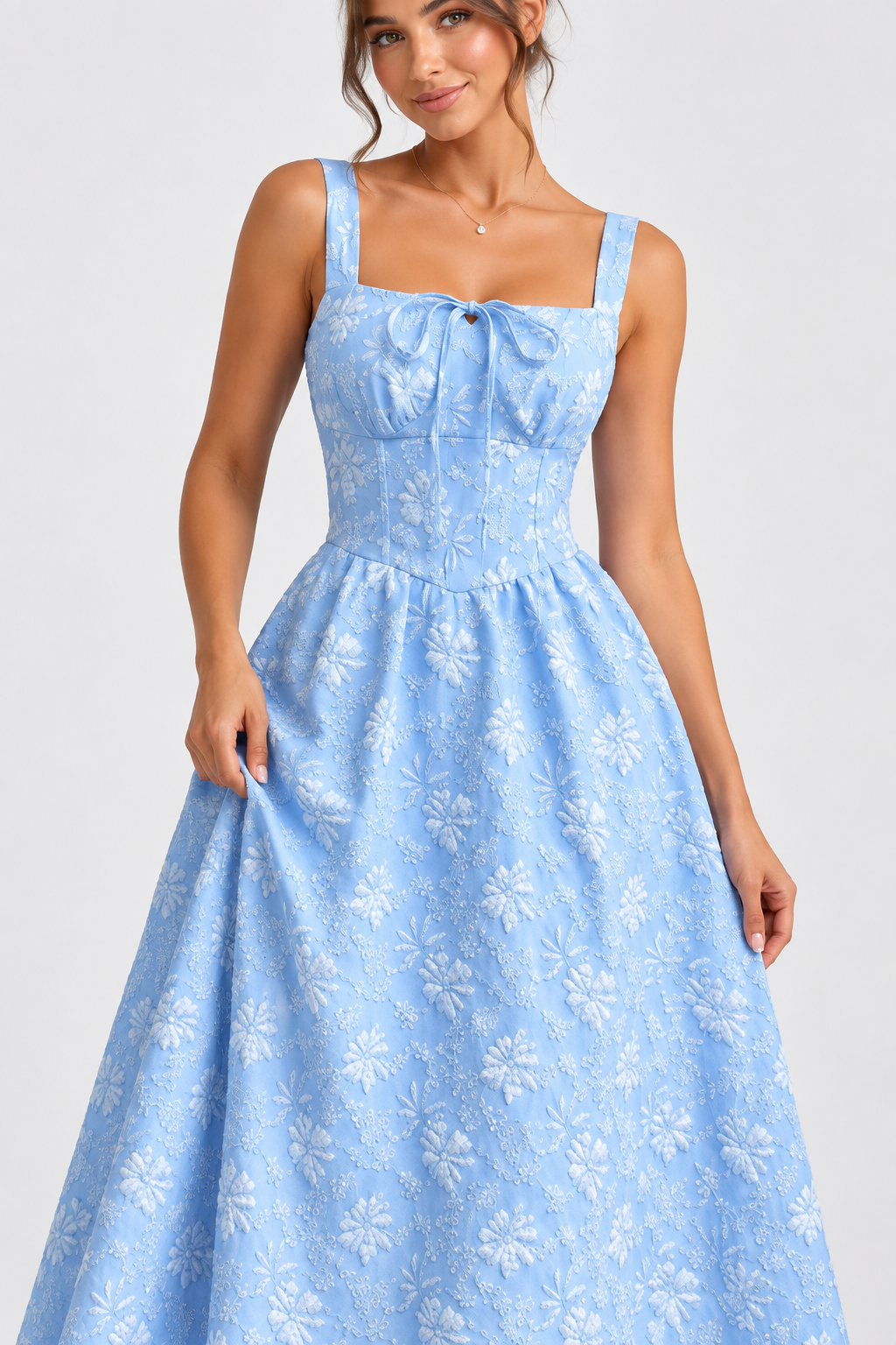 Lyla Blue Floral Bow Maxi Dress