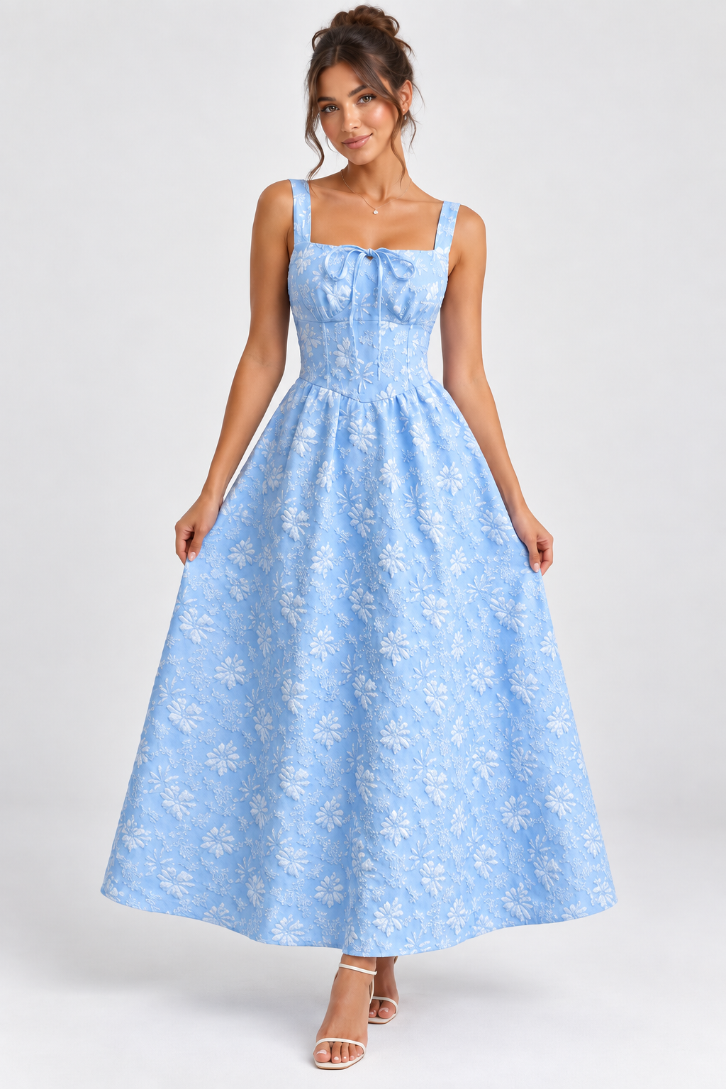 Lyla Blue Floral Bow Maxi Dress