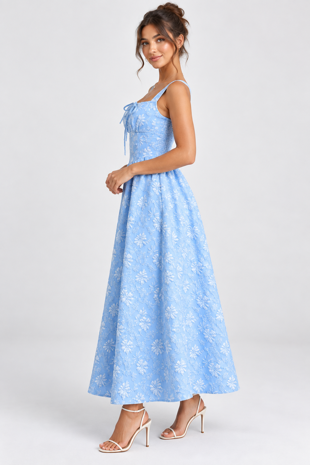 Lyla Blue Floral Bow Maxi Dress