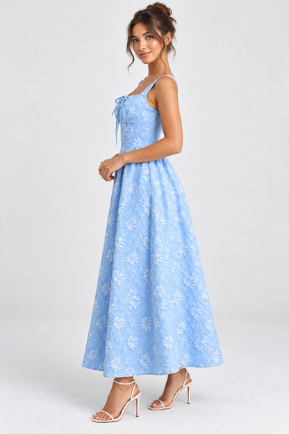 Lyla Blue Floral Bow Maxi Dress