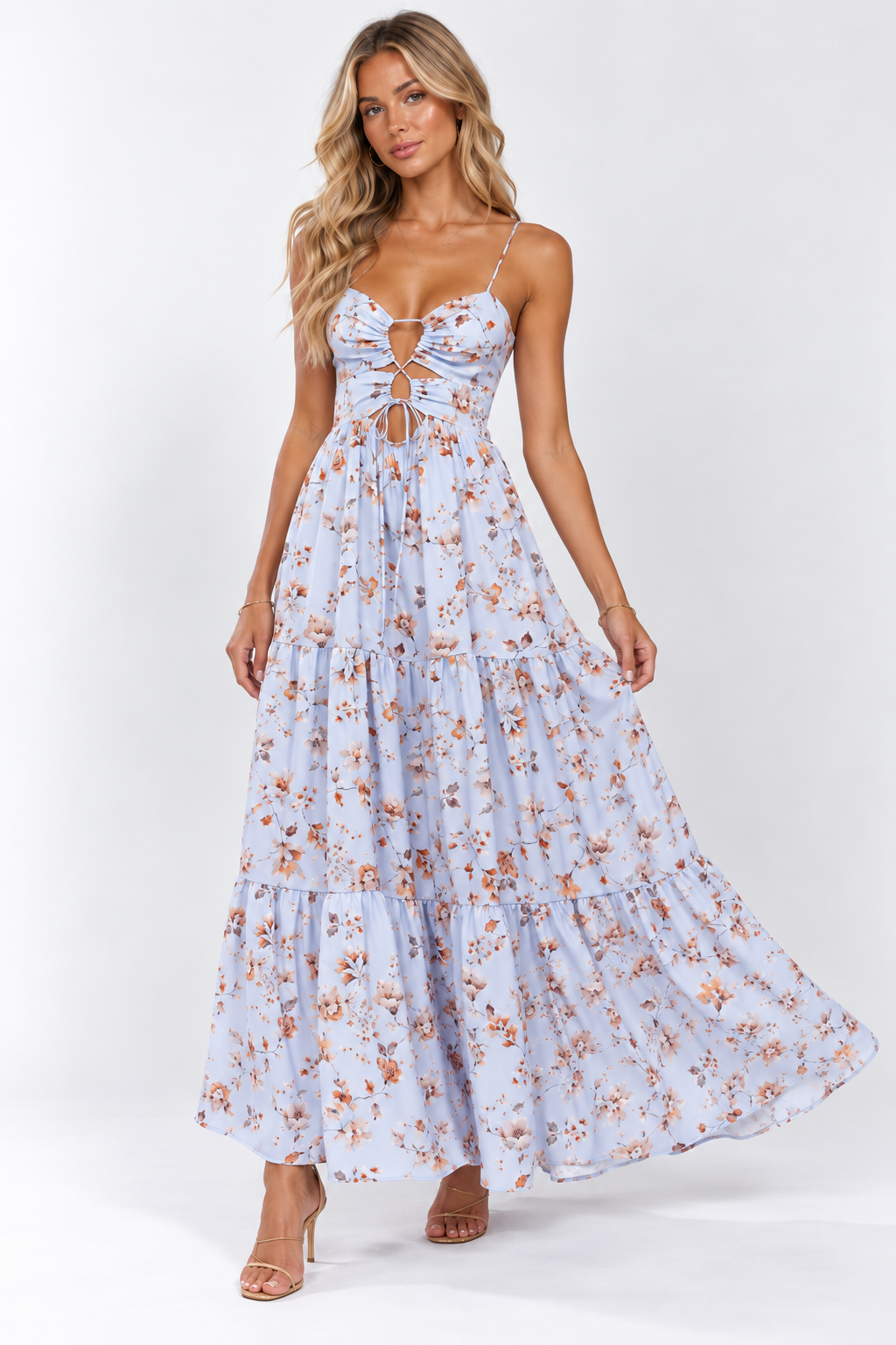 Camille Floral Cut-Out Maxi Dress Pink
