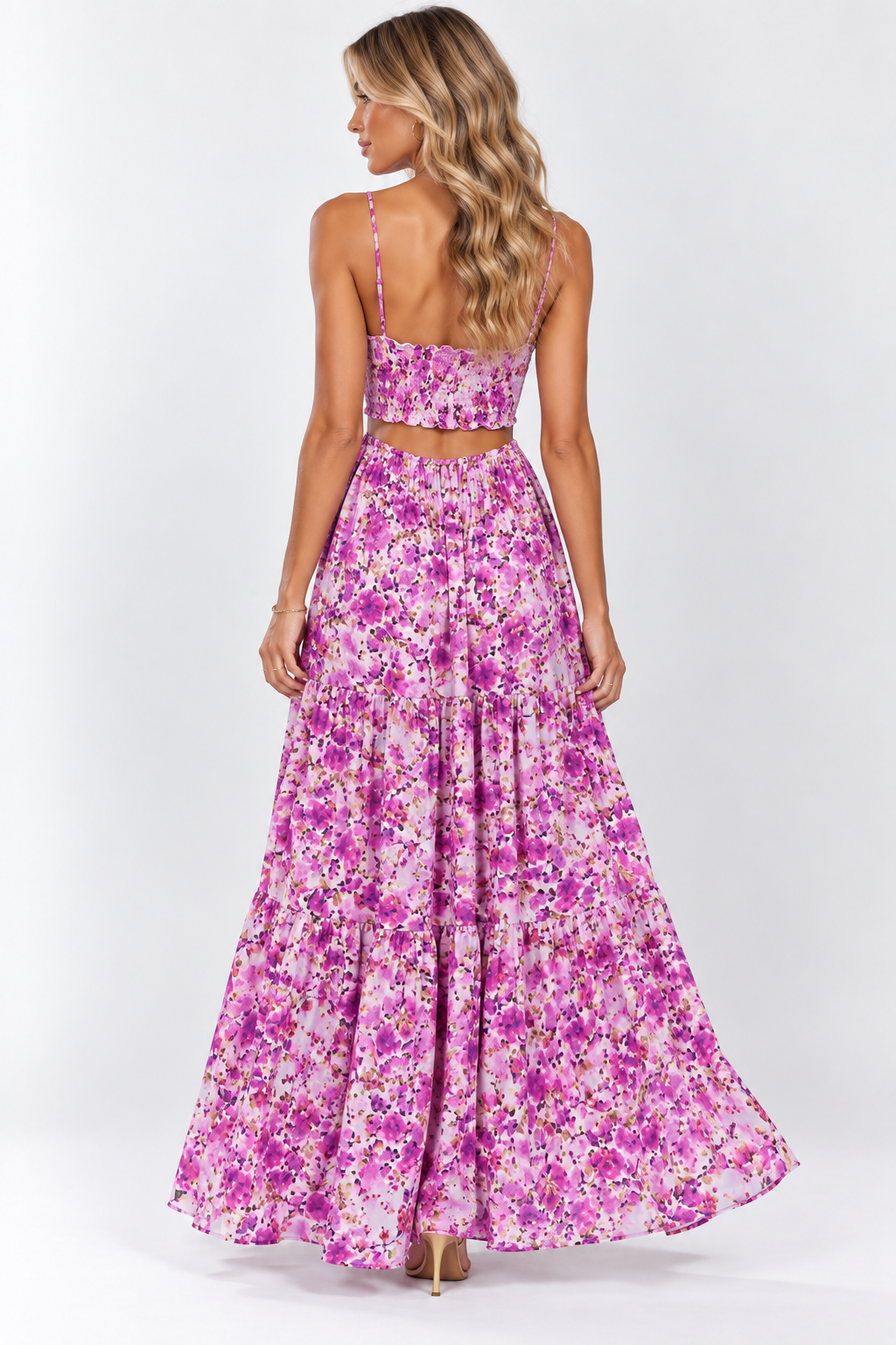 Camille Floral Cut-Out Maxi Dress Pink