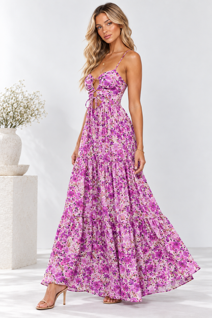 Camille Floral Cut-Out Maxi Dress Pink