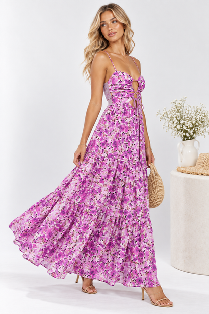Camille Floral Cut-Out Maxi Dress Pink