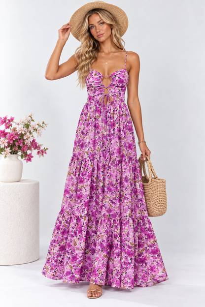 Camille Floral Cut-Out Maxi Dress Pink