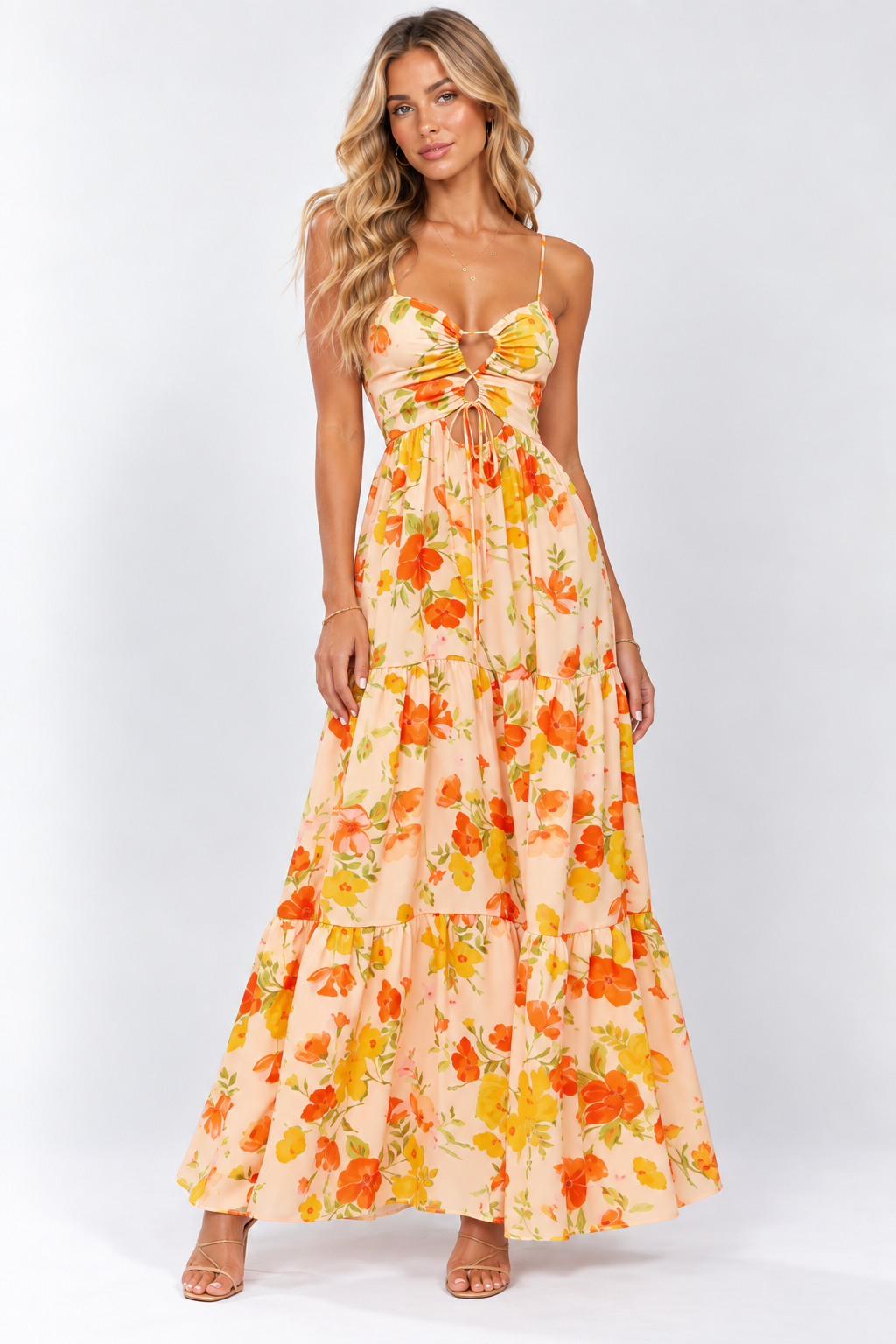 Camille Floral Cut-Out Maxi Dress Pink
