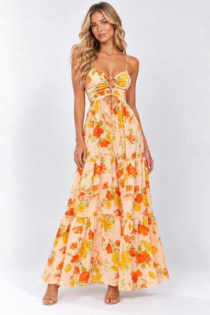 Camille Floral Cut-Out Maxi Dress Pink