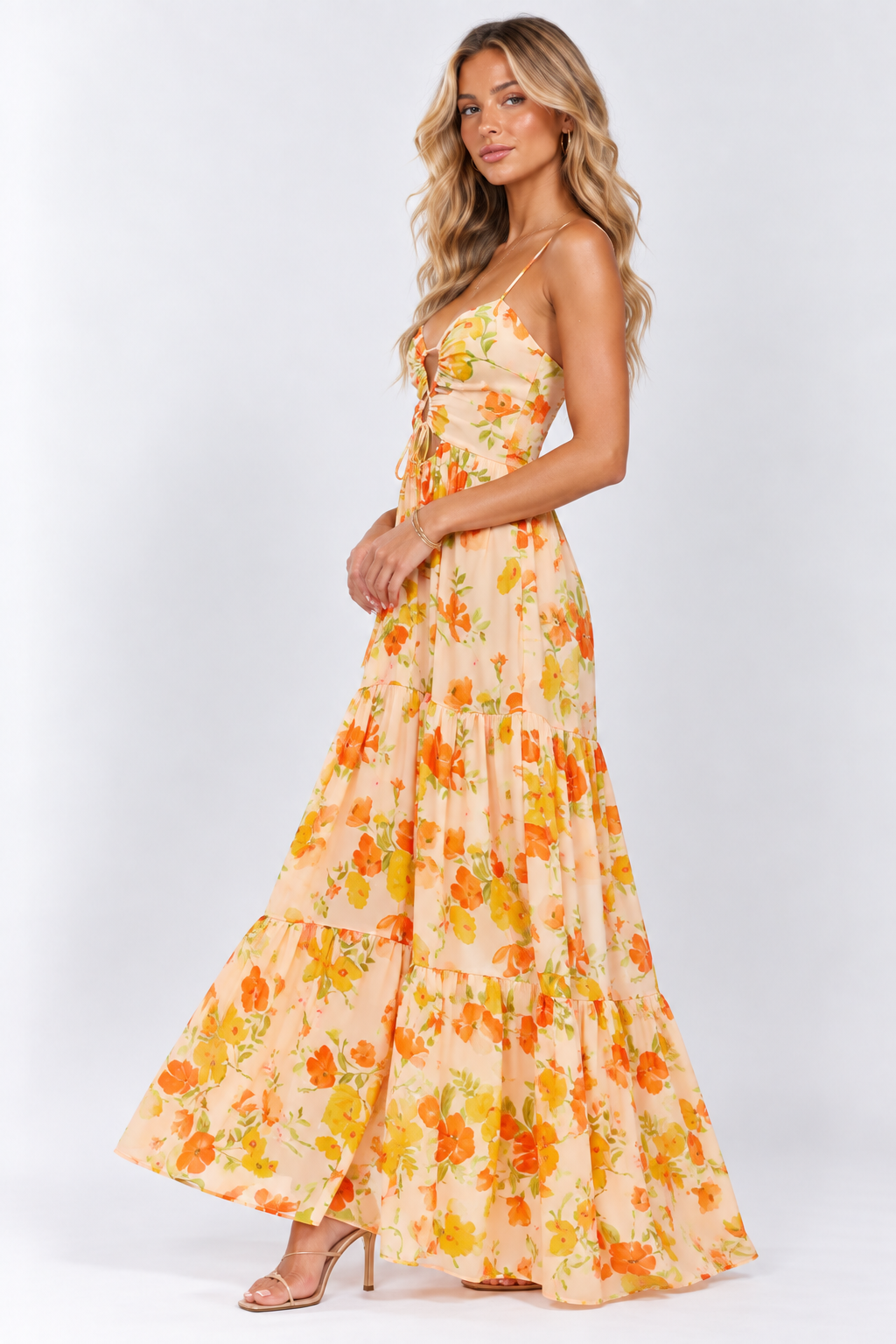 Camille Floral Cut-Out Maxi Dress Pink