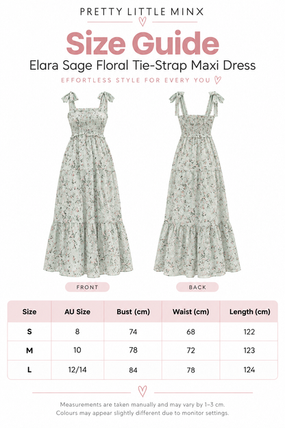Elara Sage Floral Tie-Strap Maxi Dress