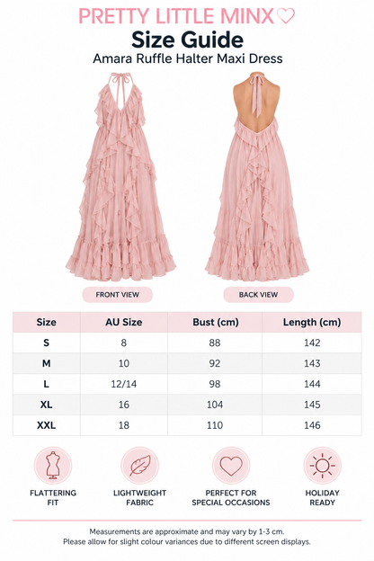 Amara Ruffle Halter Maxi Dress Blush