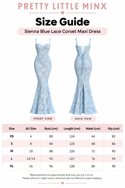 Sienna Blue Lace Corset Maxi Dress