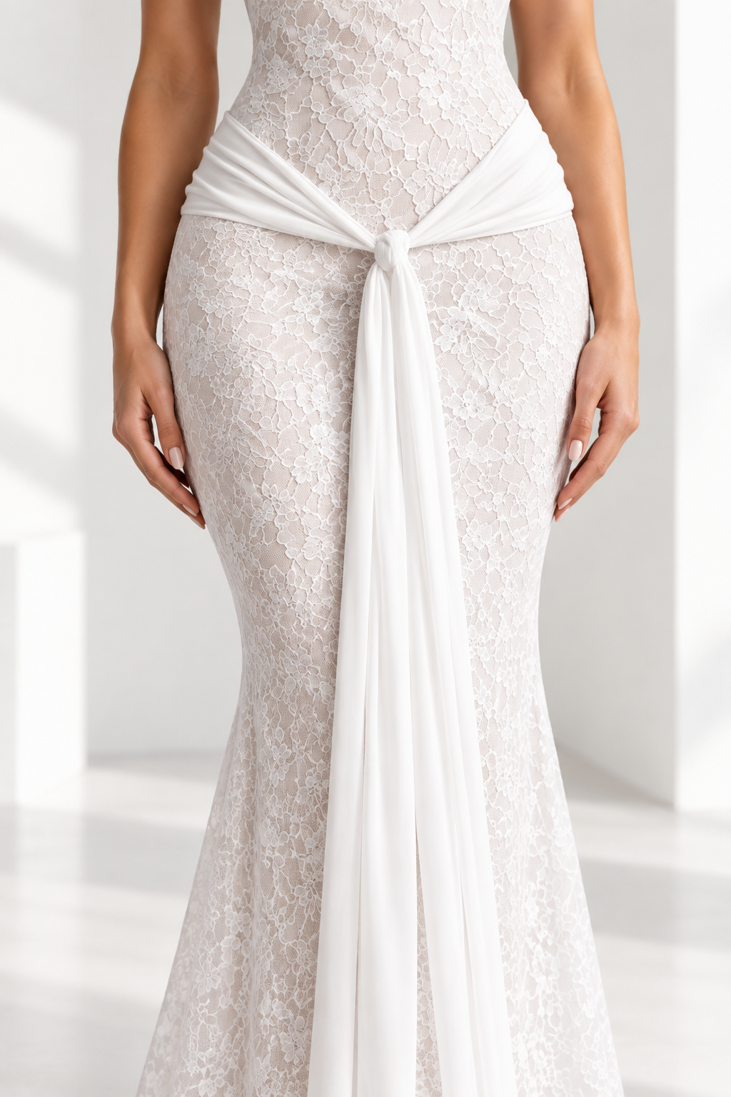 Sienna One Shoulder Lace Maxi Dress – White