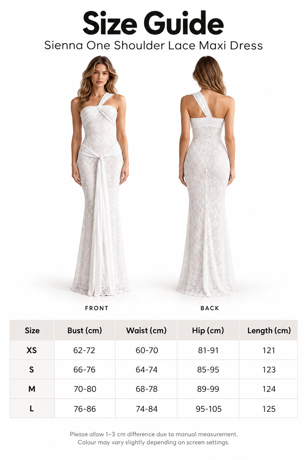 Sienna One Shoulder Lace Maxi Dress – White