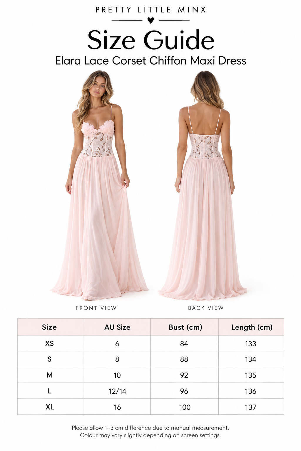 Elara Lace Corset Chiffon Maxi Dress Blue