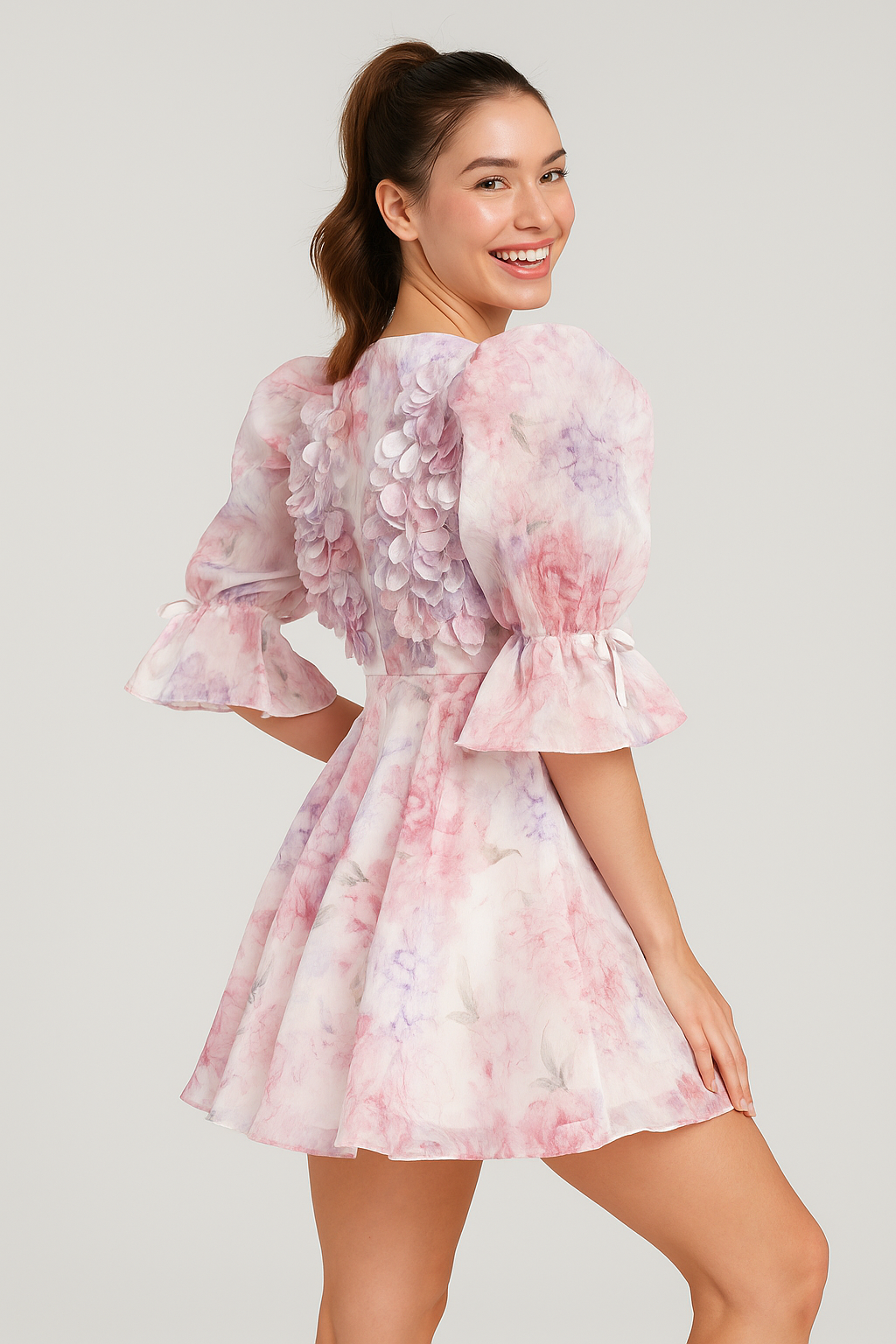 Blossom Breeze Puff Sleeve Mini Dress