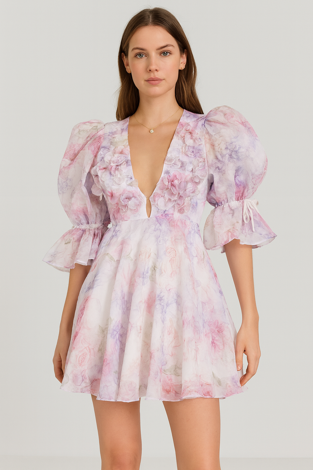 Blossom Breeze Puff Sleeve Mini Dress