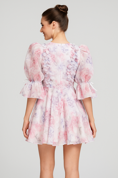 Blossom Breeze Puff Sleeve Mini Dress
