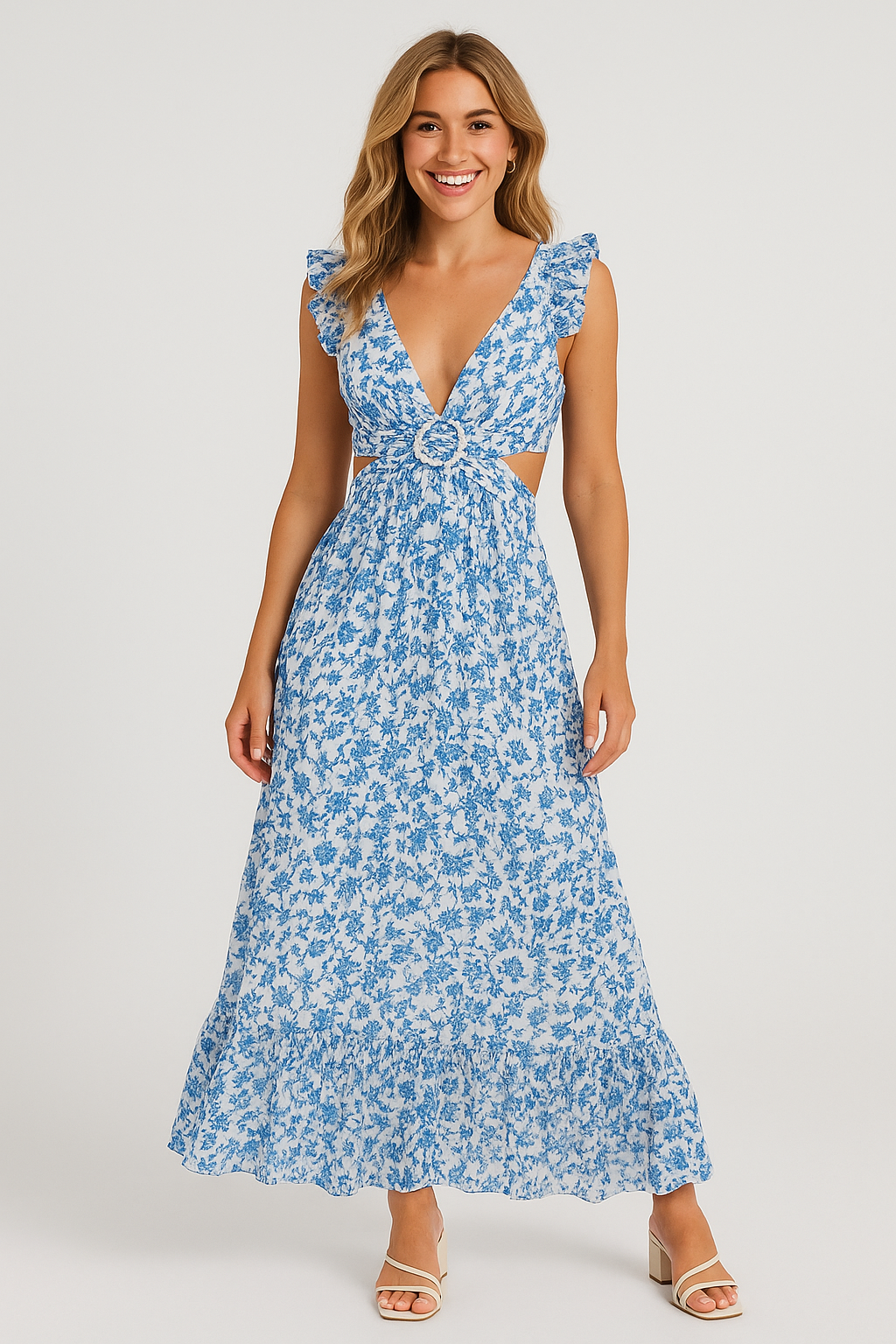 Floral Maxi Backless Dress Pink