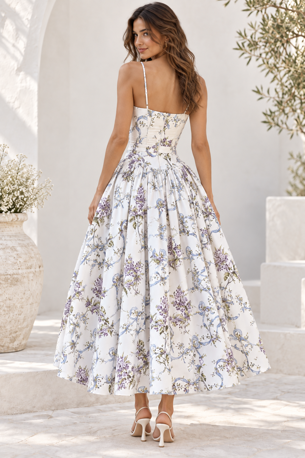 Lilac Garden Floral Corset Maxi Dress