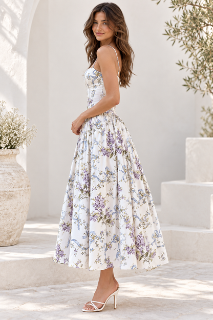 Lilac Garden Floral Corset Maxi Dress