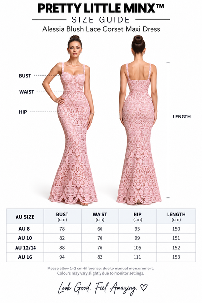 Alessia Blush Lace Corset Maxi Dress