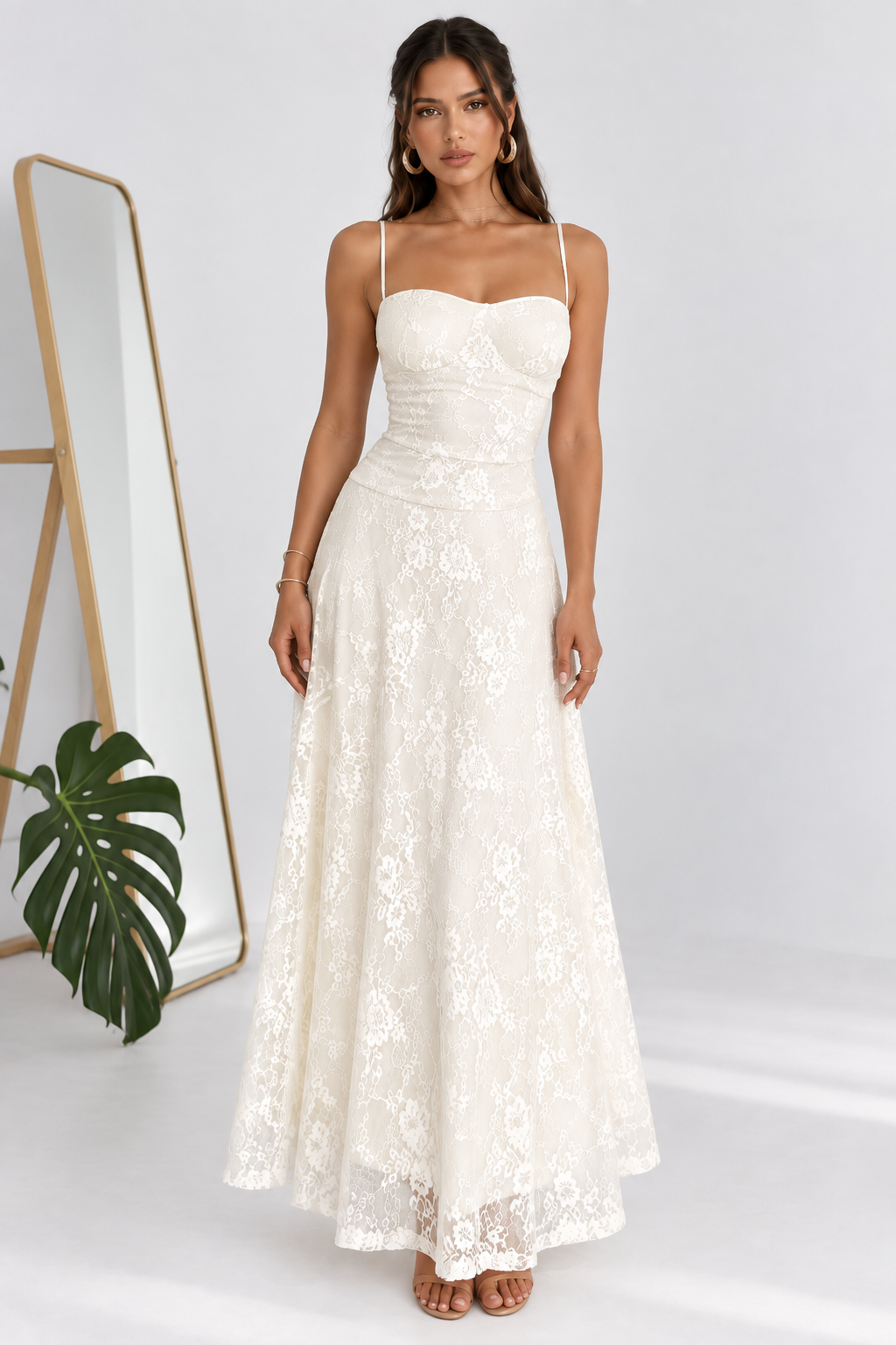 Seraphina Ivory Lace Maxi Dress